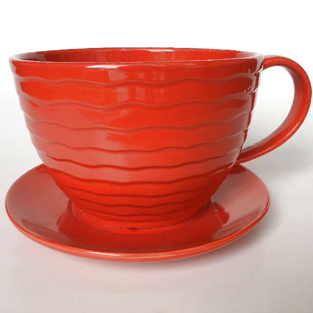 CUP & SAUCER, Oversized Red 30cm Wide